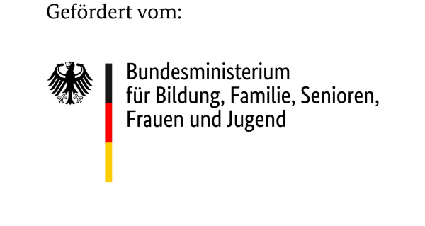 Logo des deutschen Bundesministeriums für Bildung, Familie, Senioren, Frauen und Jugend mit Bundesadler und Trikolore.